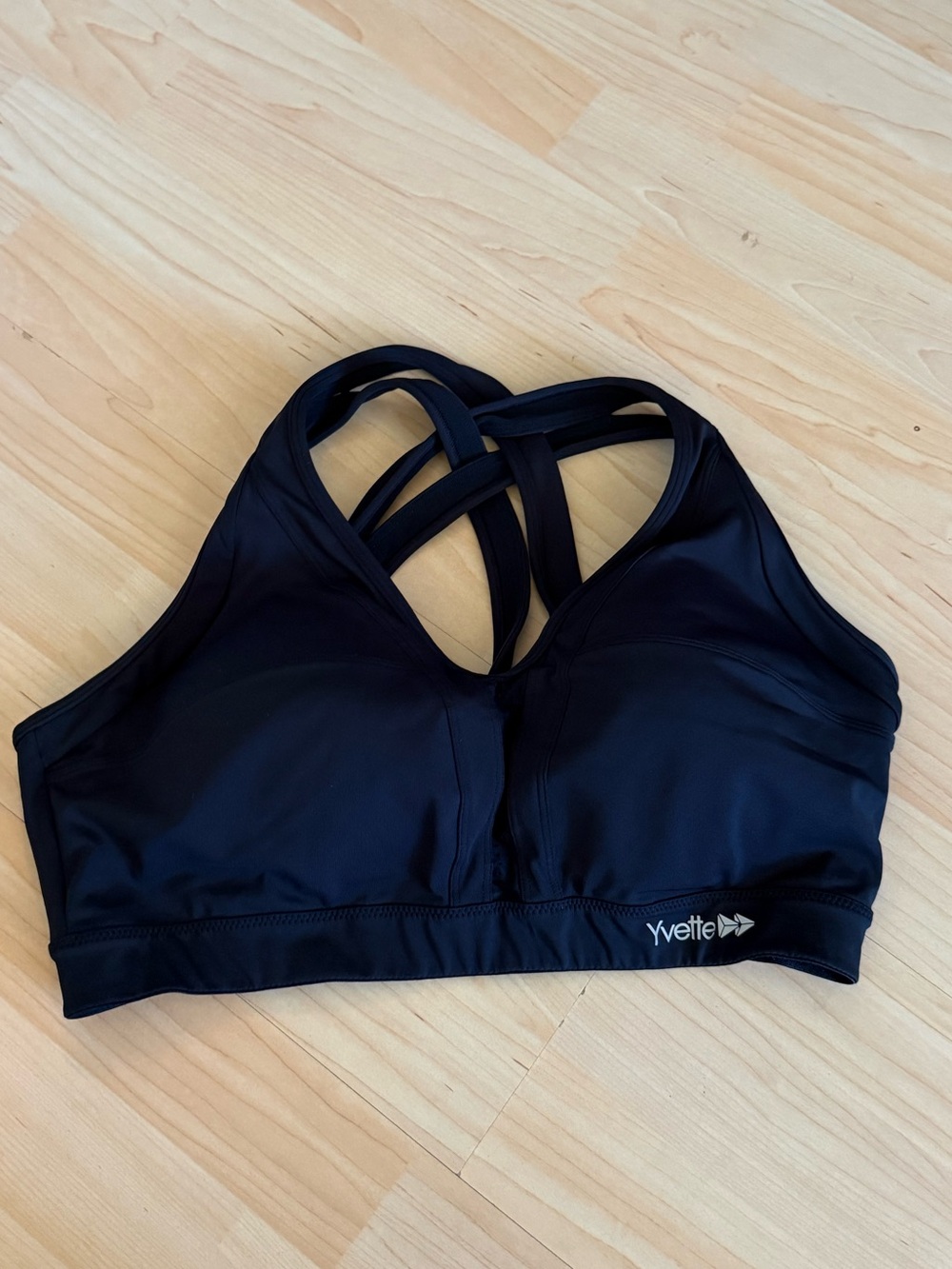Yvette Women's Black Sports Bra - Supportive Activewear. Size XXL+